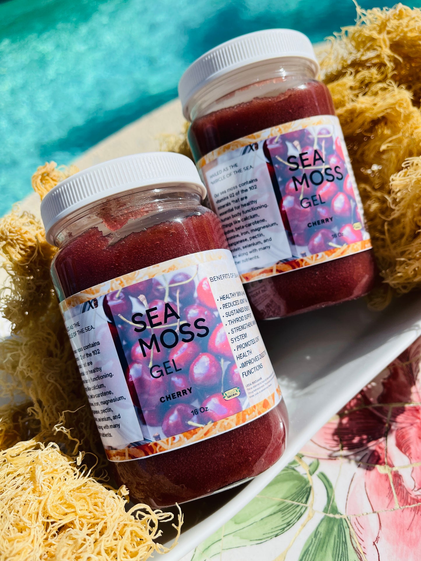 Sea Moss Gel Cherry Flavored | 100% Natural Organic | Helps Boost Immunity, Digestion, Metabolism | Cherry Sea Moss Gel - 16Oz